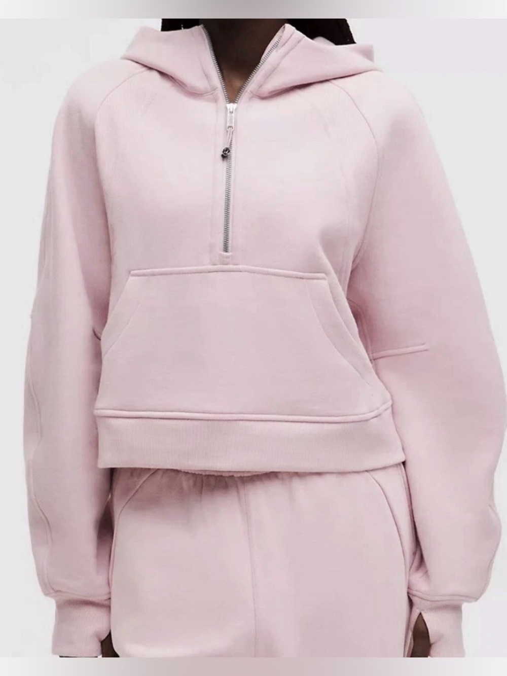 lululemon Scuba Cropped Half-Zip Pullover Hoodie - Light Pink